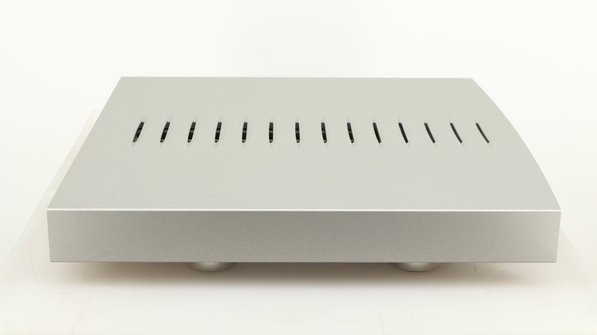 Right side view of a used Linn Klimax Solo 500 Power Amplifier in a silver finish
