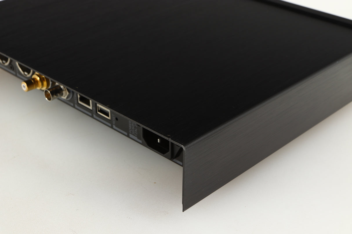 Rear left corner of a used Lumin D2 Network Streamer in a black finish