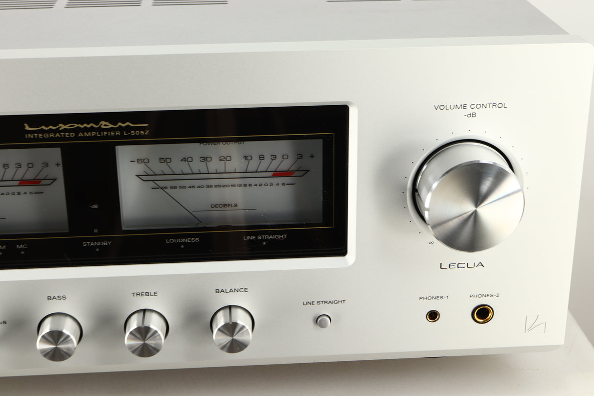 Close up view of a used Luxman 505z Integrated Amplifier