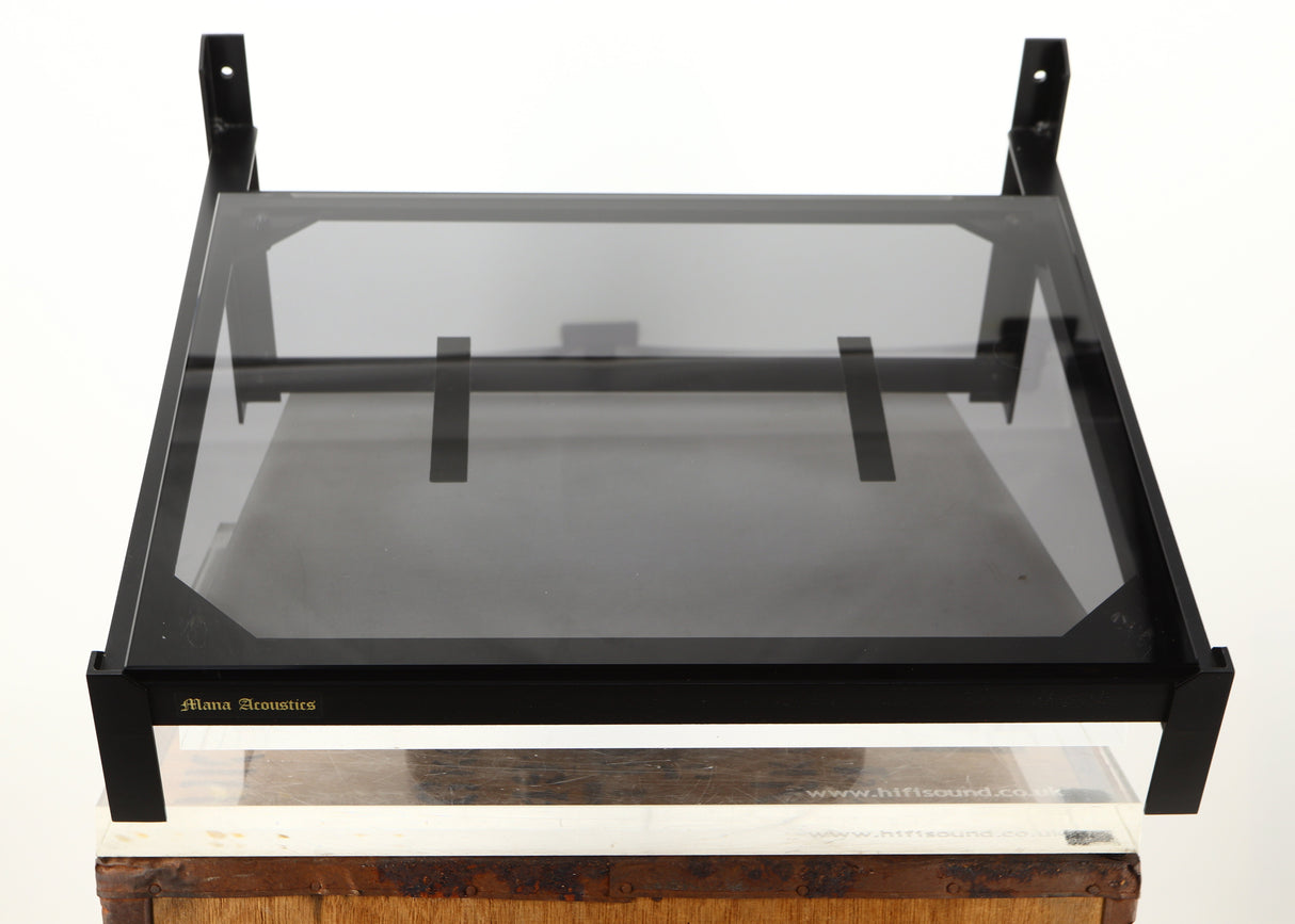 Front view of a used Mana Sound Turntable Wall Shelf in a black finish