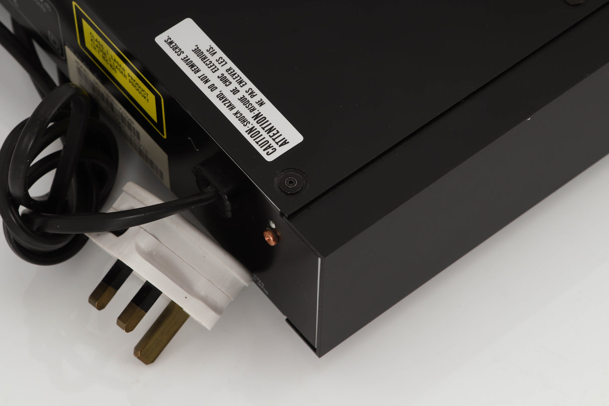 Rear left corner of a used Marantz CD-17 CD Player in a black finish