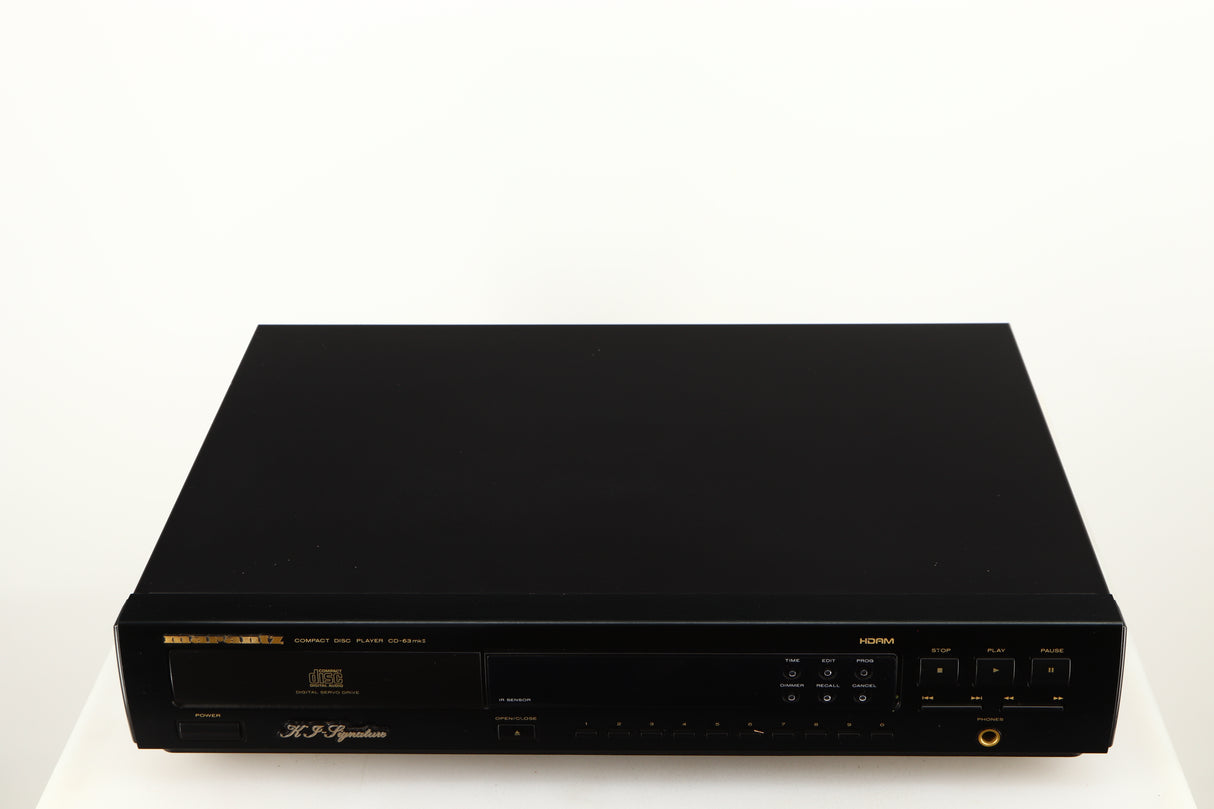 Top of a used Marantz CD63 KI Signature CD Player in a black finish
