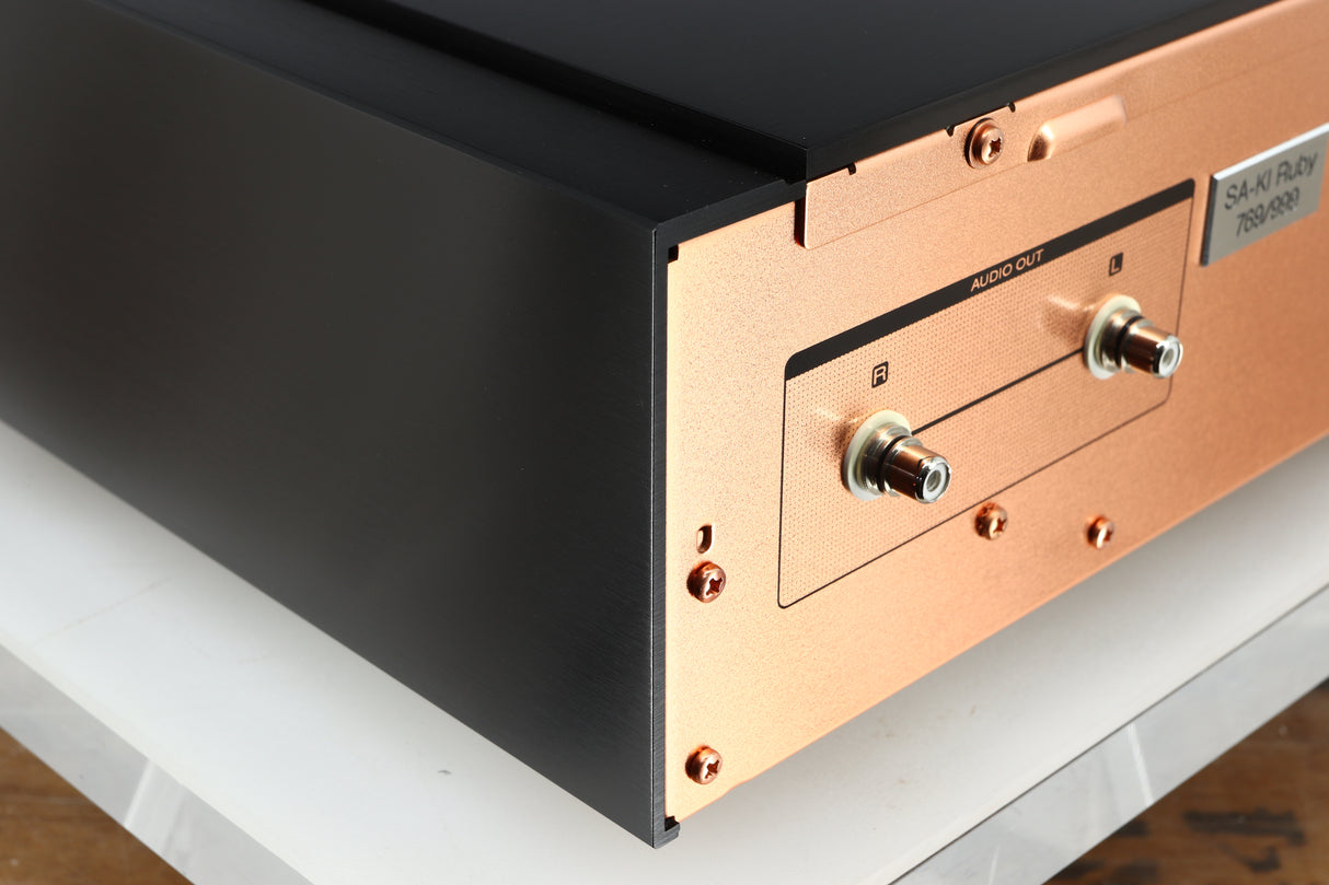 Rear right corner of a used Marantz KI Ruby Limited Edition SACD Player in a black finish