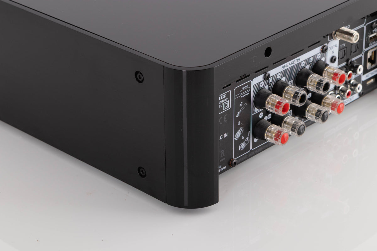 Rear left corner view of a used Marantz M-CR612 Network CD Receiver in Black