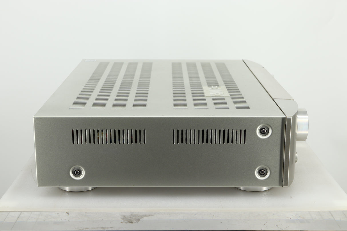 Side view of a used Marantz PM6005 Integrated Amplifier in silver finish