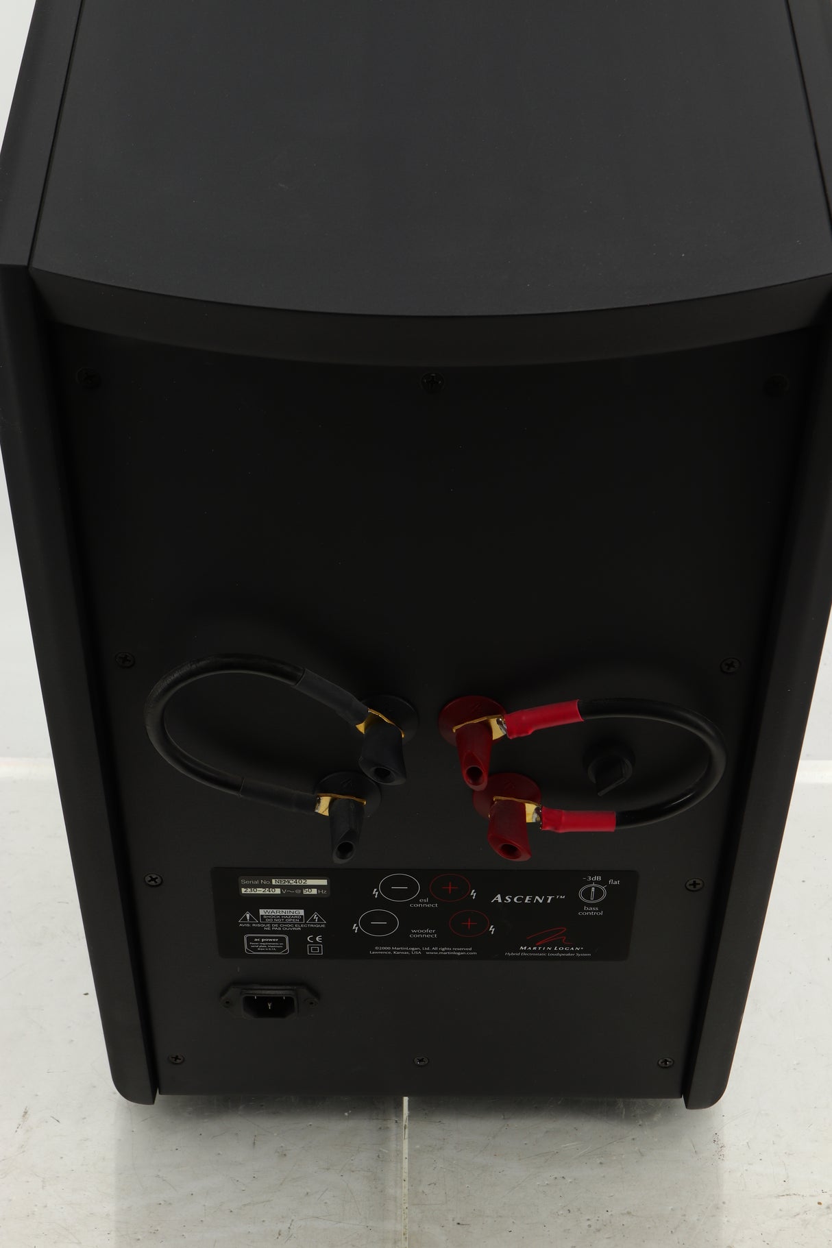 Close up view of a used Martin Logan Ascent Floorstanding Speaker