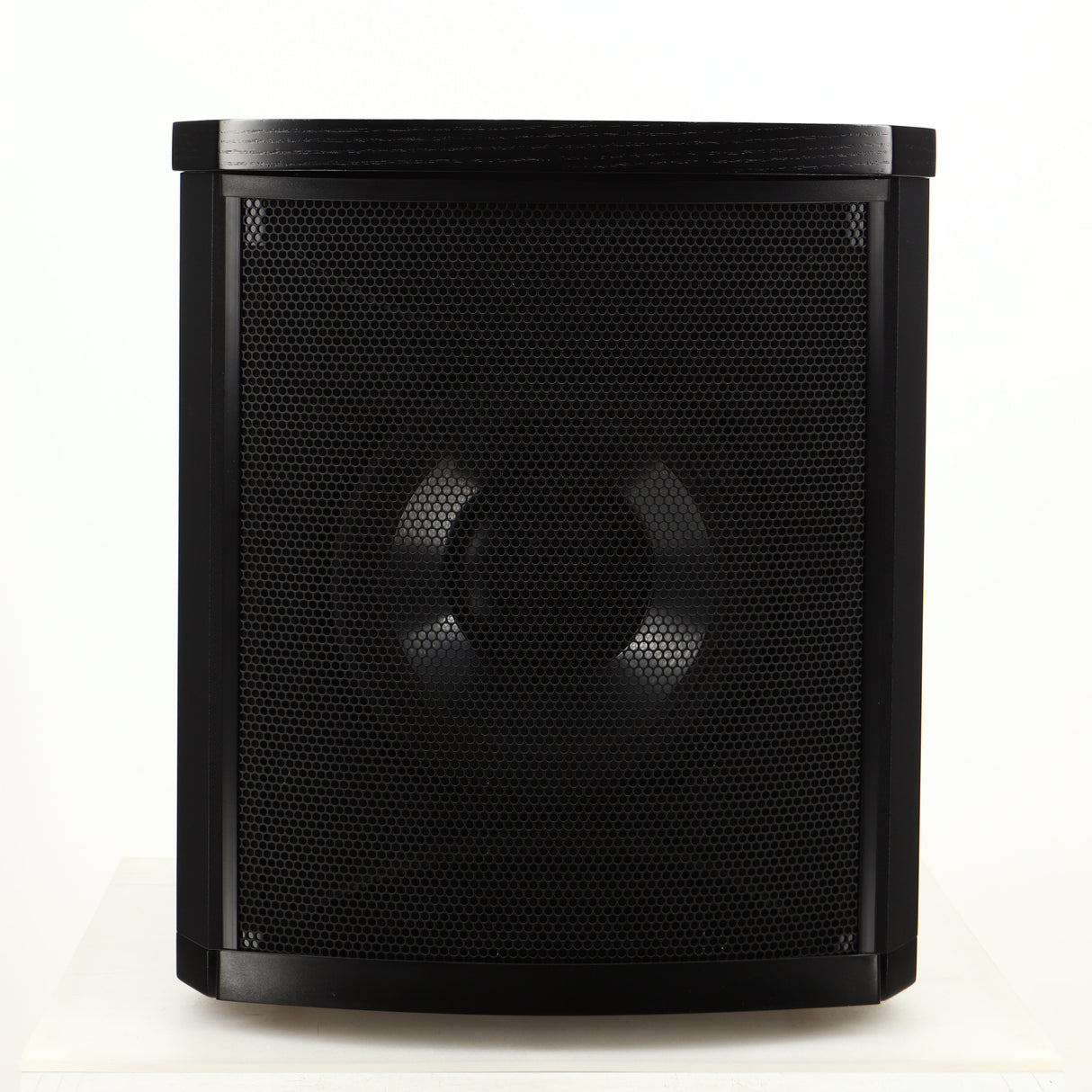 Front view of a used Martin Logan Grotto I Subwoofer in a black finish showing Grille