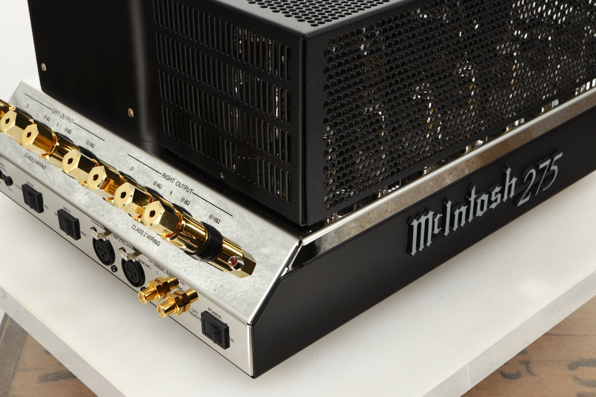 Front left corner view of a used McIntosh MC275 MK VI Power Amplifier