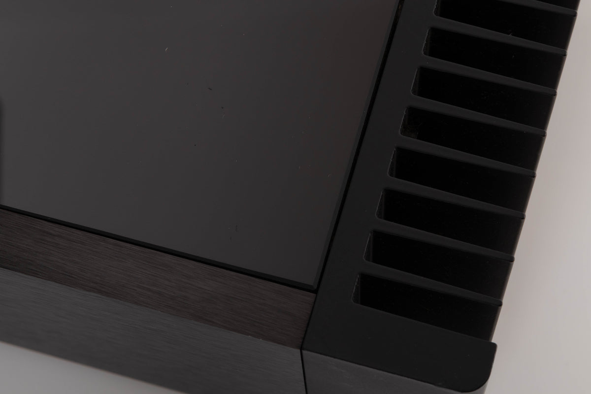 Close up view of a used Meridian 556 Stereo Power Amplifier
