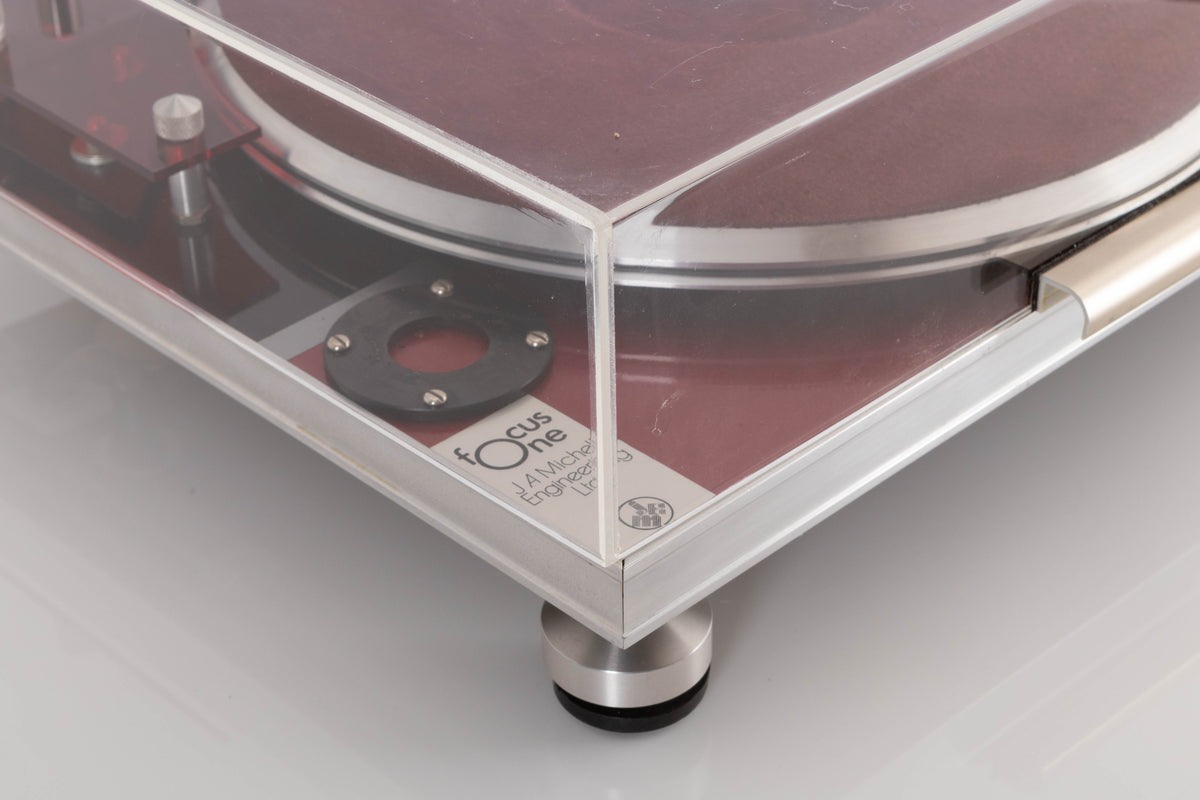 Front left corner of a used Michell Focus One Turntable (No Arm) (Spares / Repair)