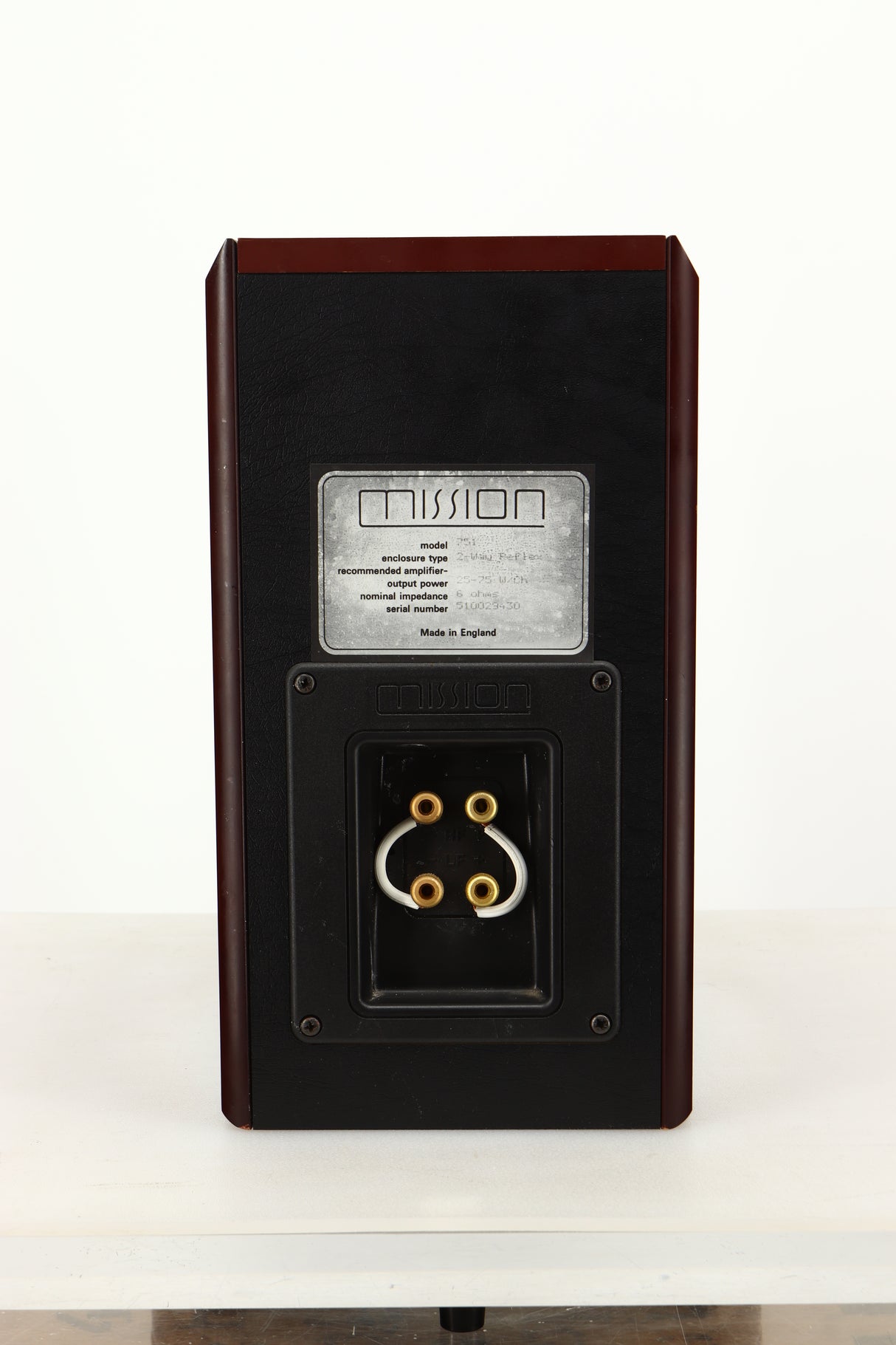 Rear view of a used Mission 751 Standmount Speaker in Rosewood finish