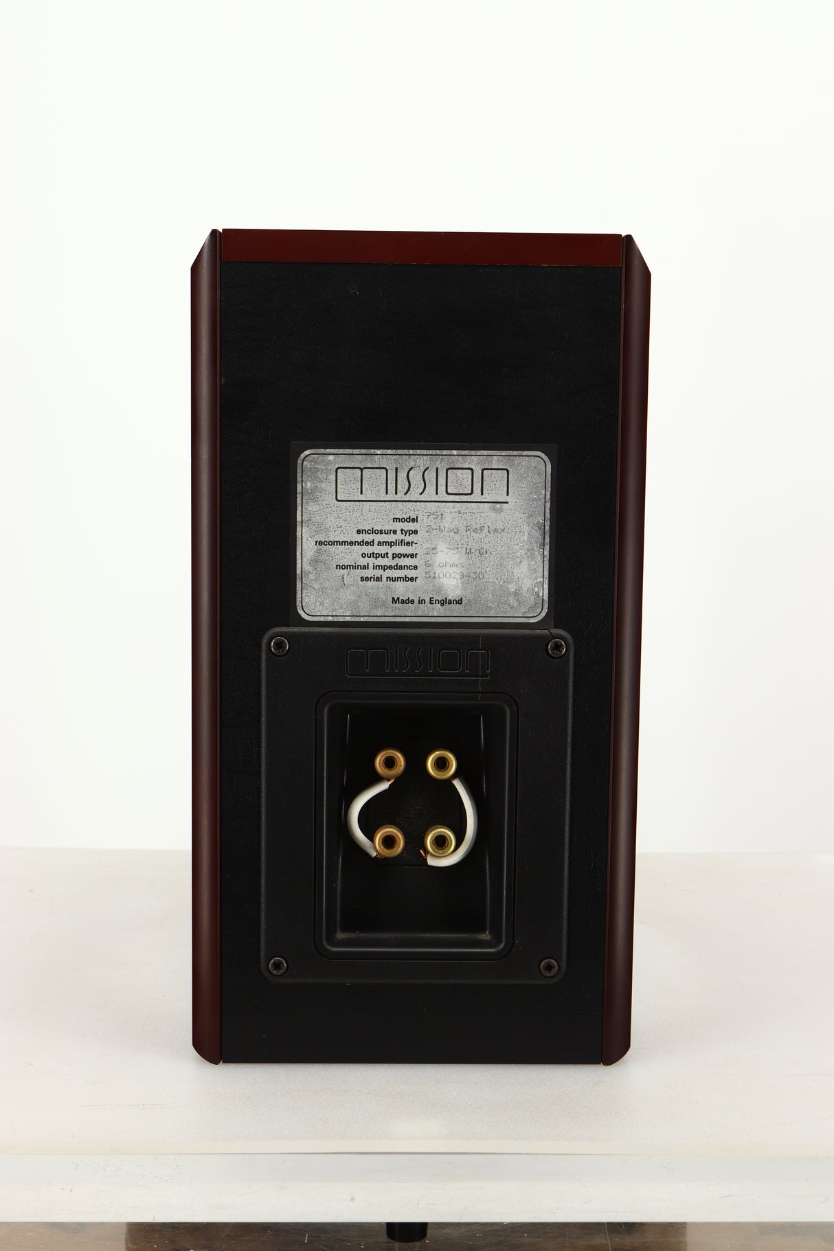Rear view of a used Mission 751 Standmount Speaker in Rosewood finish