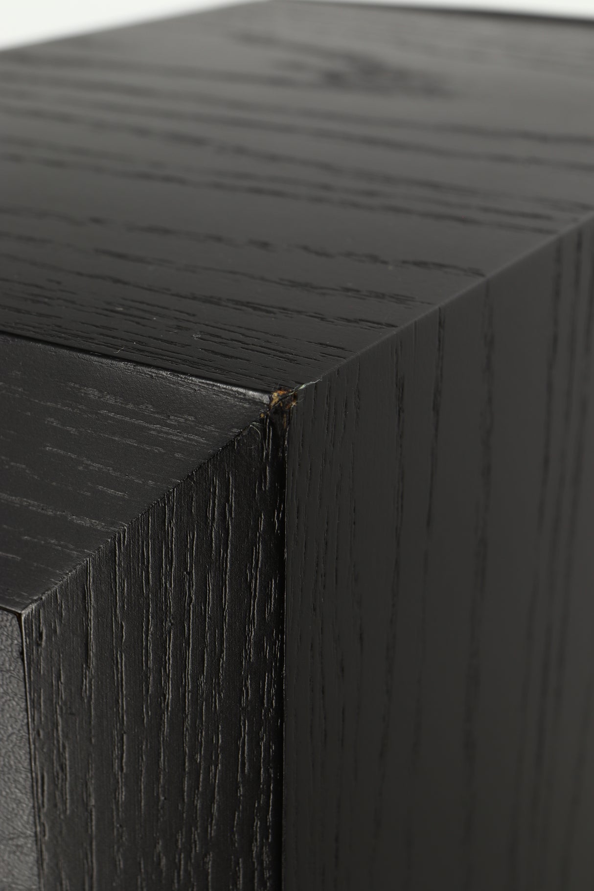 Close up of a used Mission 782 Floorstanding Speaker in a black finish showing blemish on rear left corner