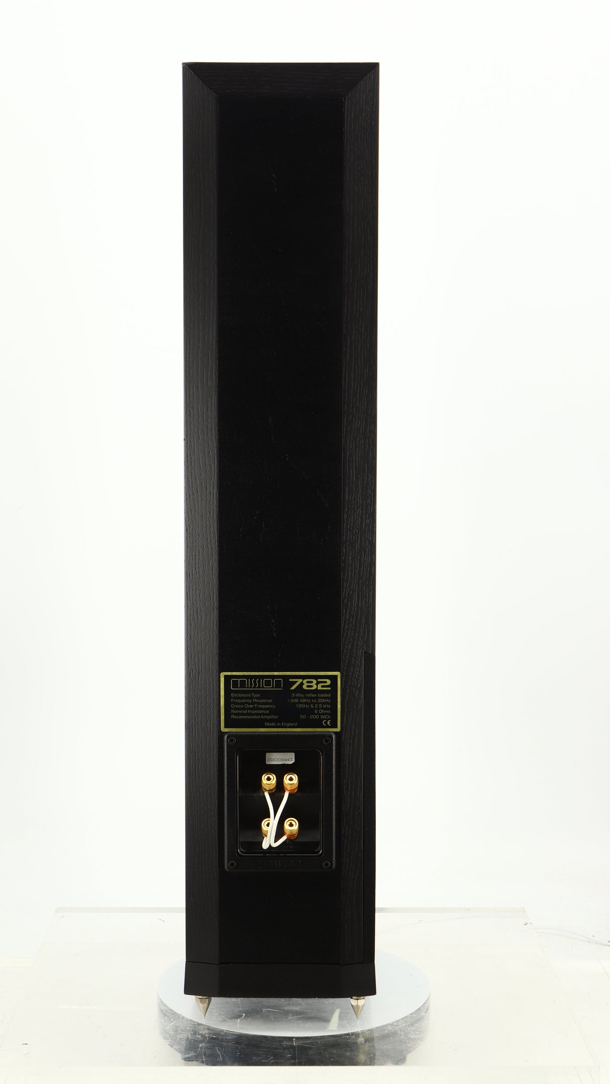 Rear view of a used Mission 782 Floorstanding Speaker in a black finish