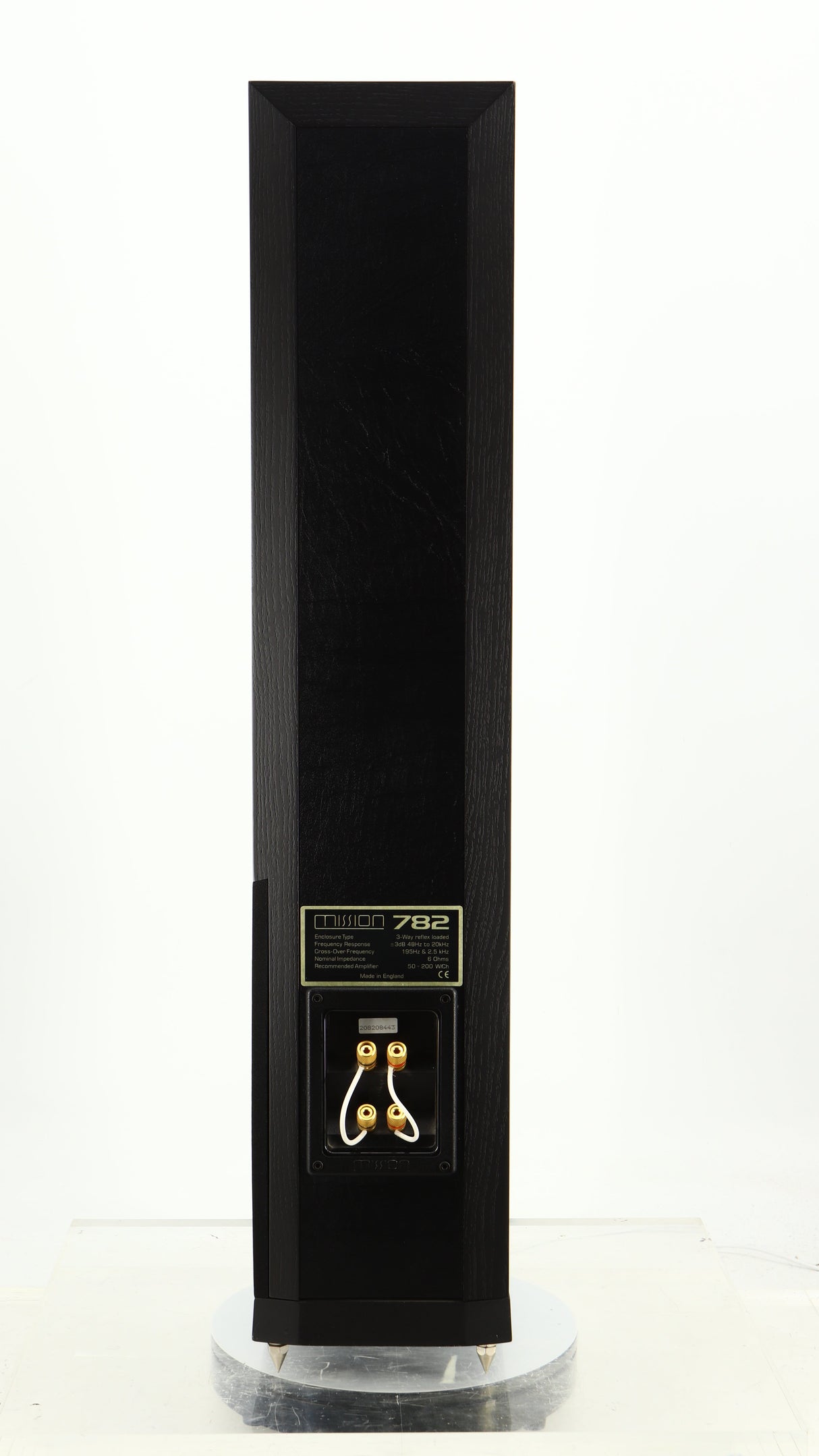 Rear view of a used Mission 782 Floorstanding Speaker in a black finish