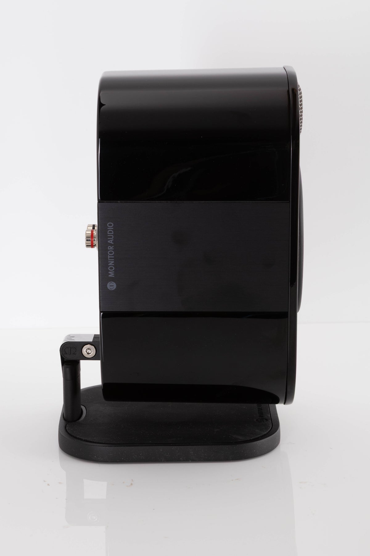 Side view of a used Monitor Audio APEX 10 Standmount Speaker in Black