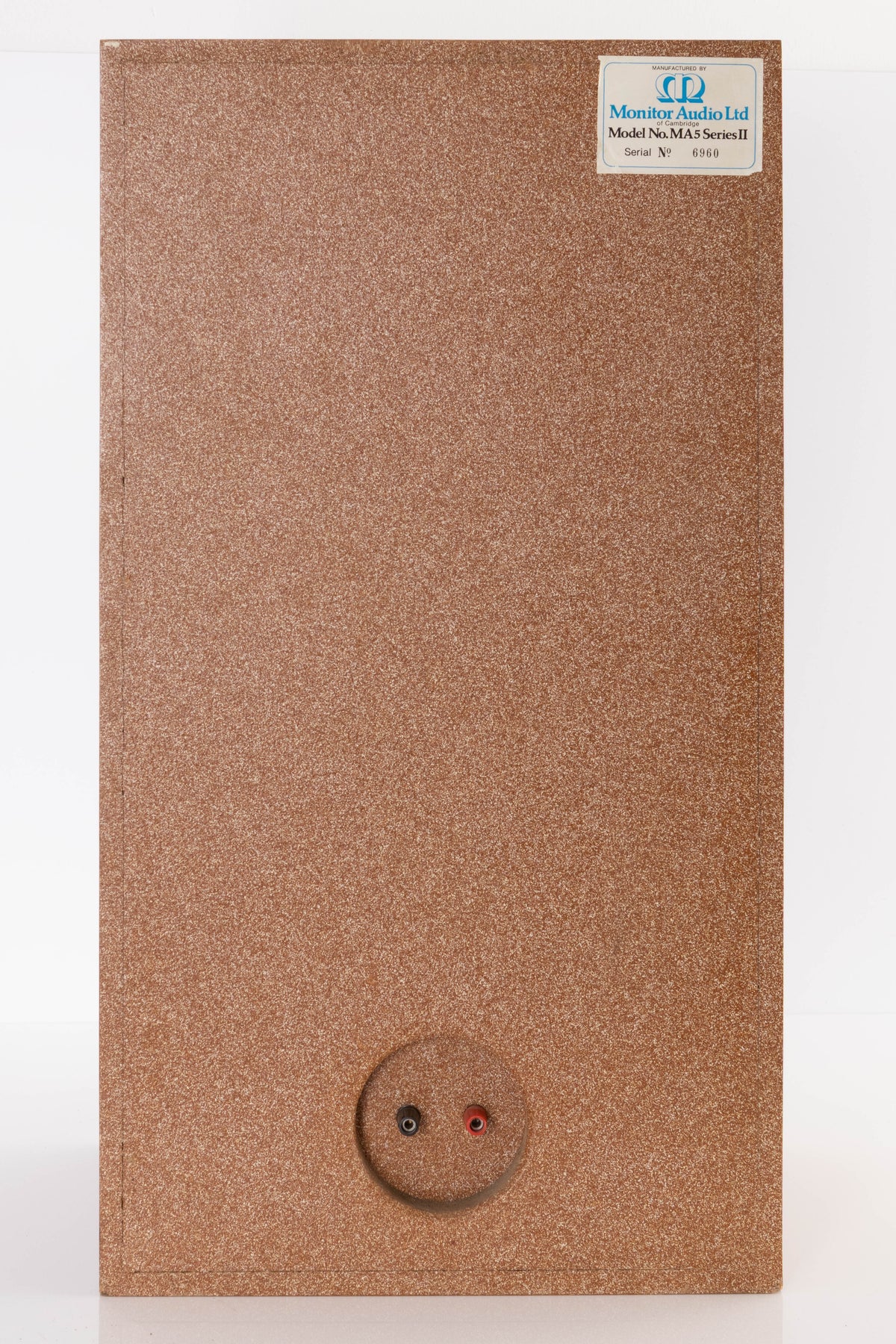 Rear view of a used Monitor Audio MA5 Series II Standmount Speakers in a Teak finish