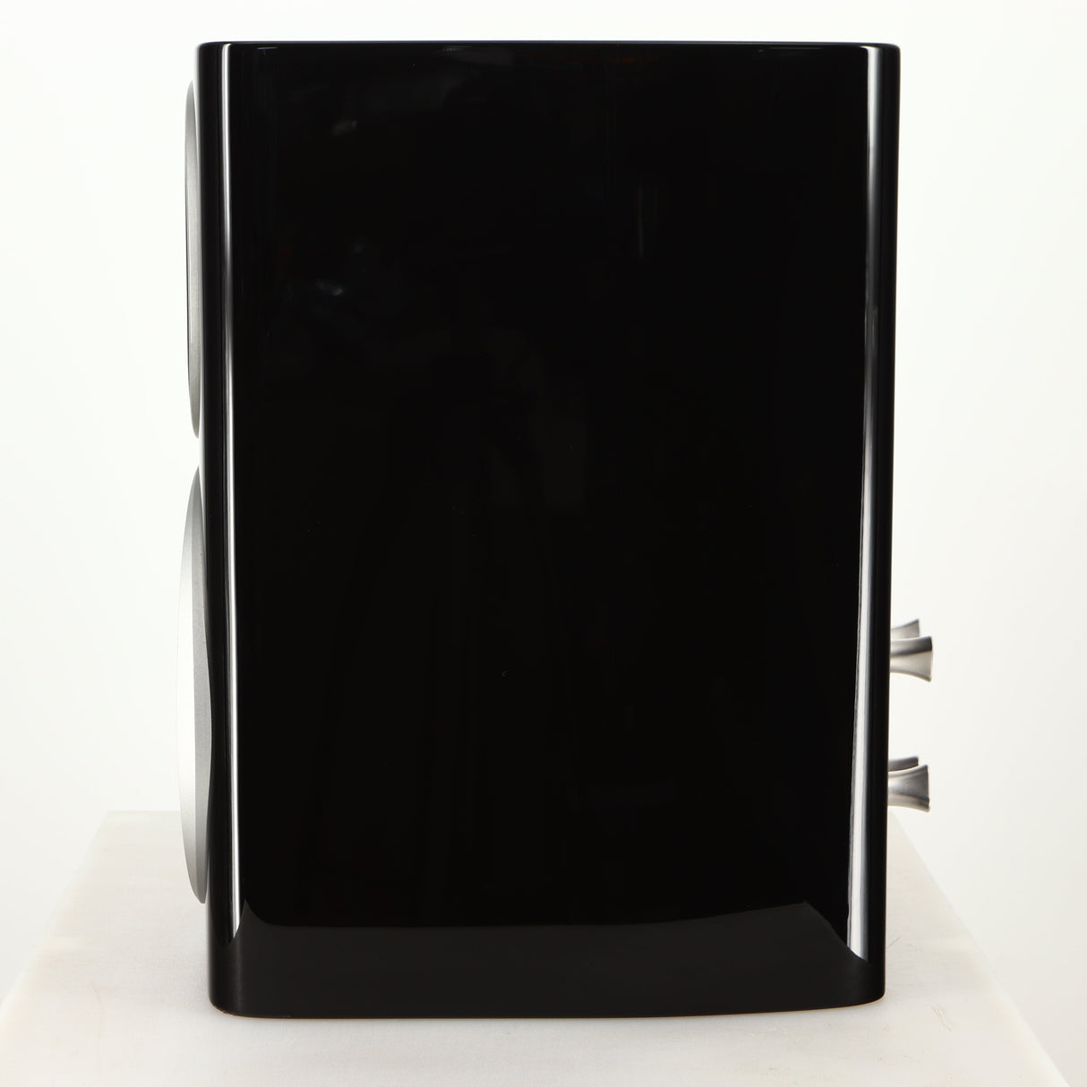 Right side view of a used Monitor Audio Platinum PL100 III Standmount Speaker in a piano black finish