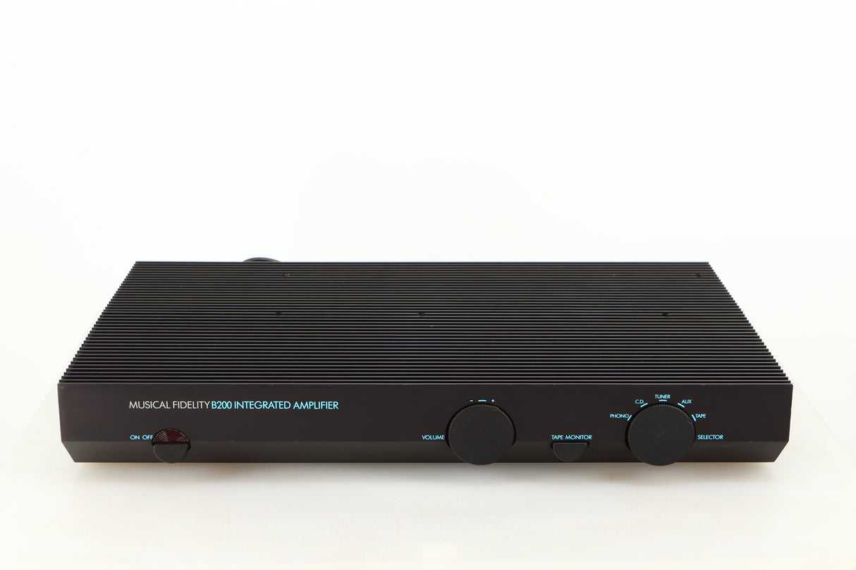 Front view of a used Musical Fidelity B200 Integrated Amplifier in a black finish