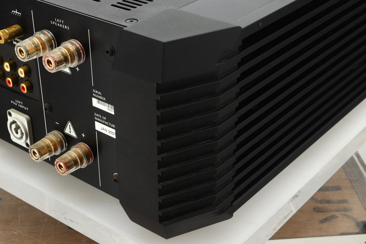 Back right corner view of a used Musical Fidelity KW550 Integrated Amplifier