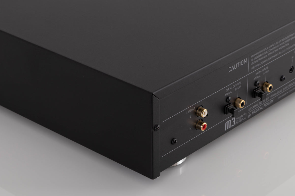 Rear left corner view of a used Musical Fidelity M3SCD CD Player in Black