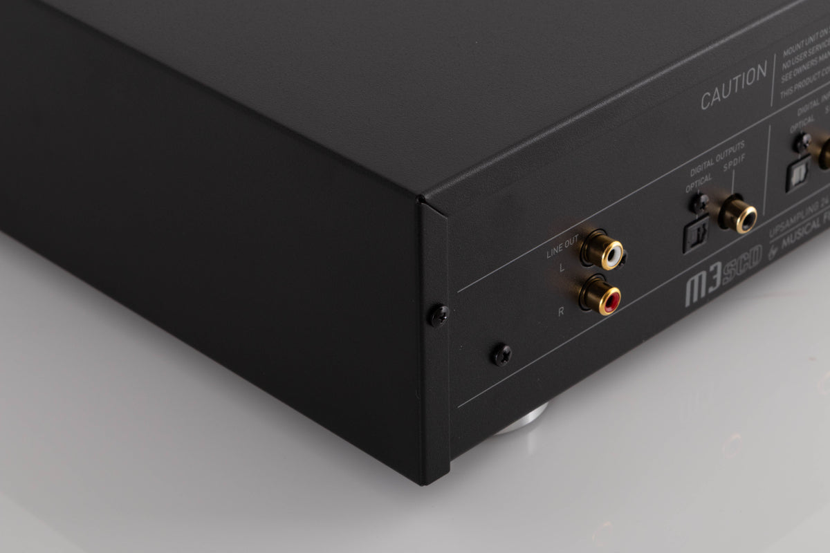 Rear left corner view of a used Musical Fidelity M3SCD CD Player in Black