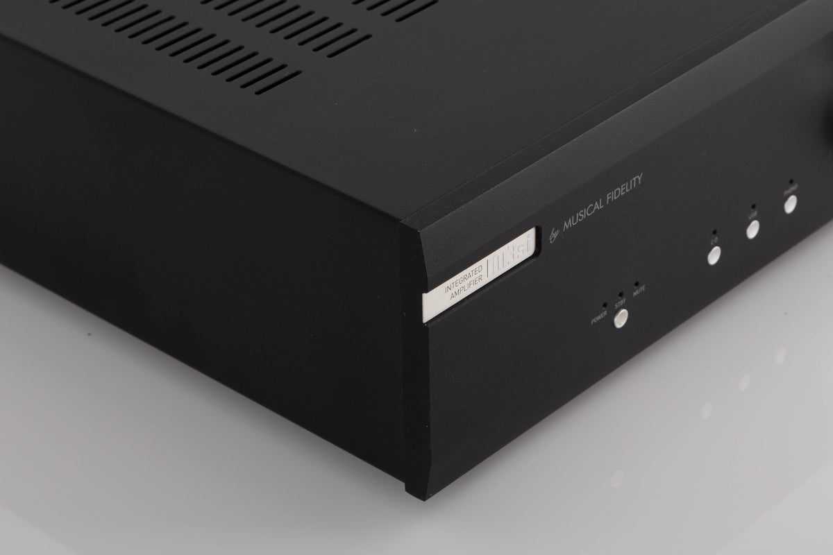 Front left corner view of a used Musical Fidelity M3si Integrated Amplifier in Black