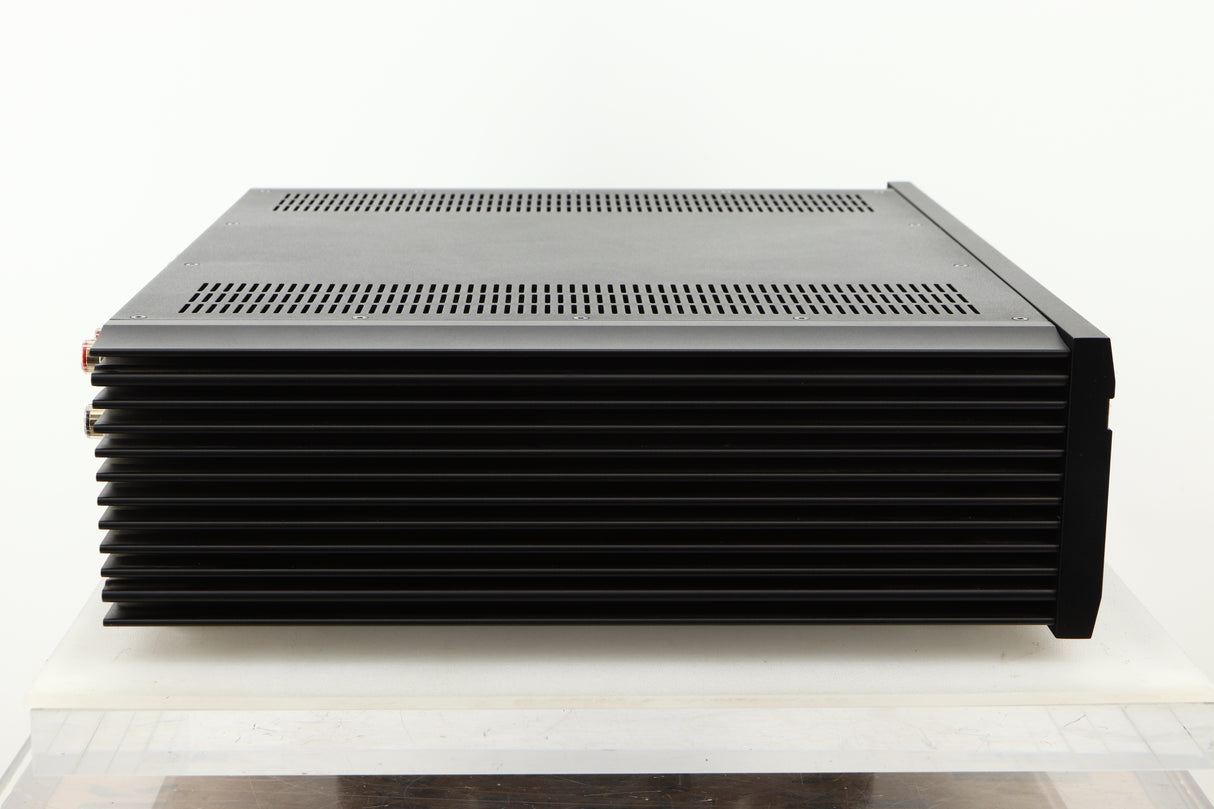 Side view of a used Musical Fidelity M6PRX Power Amplifier in Black finish