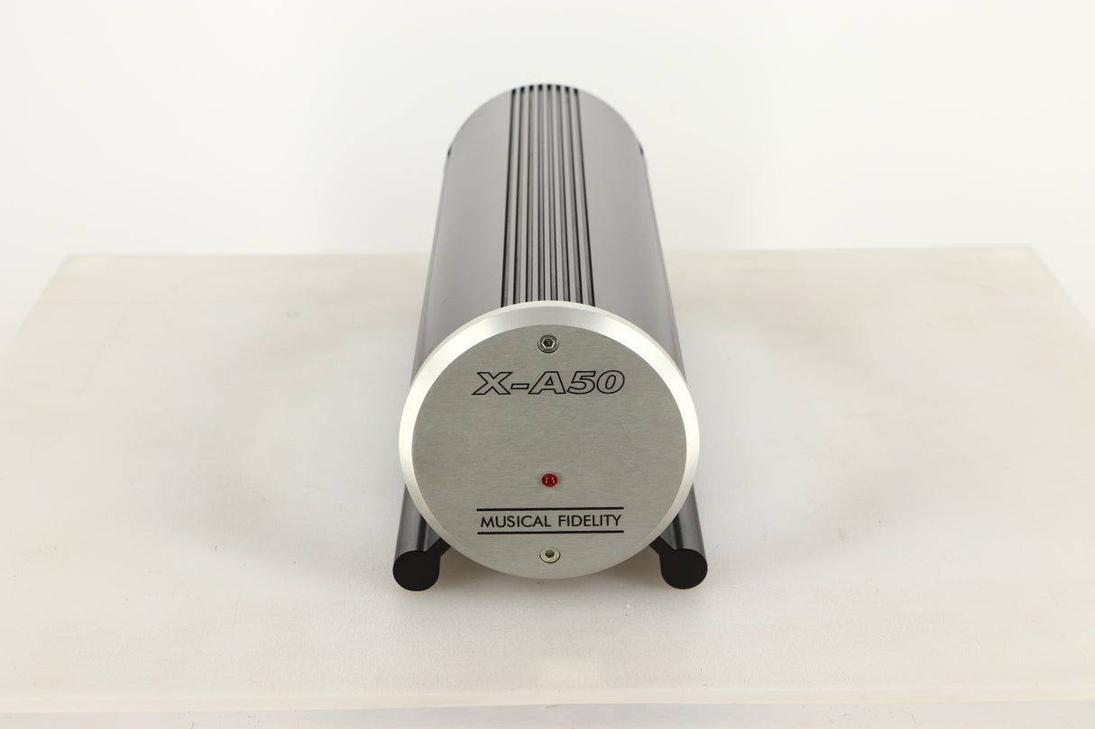 Front view of a used Musical Fidelity X-A50 Monoblock Power Amplifier