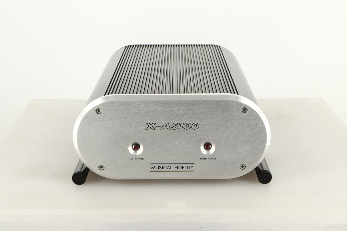 Front view of a used Musical Fidelity X-AS100 Power Amplifier