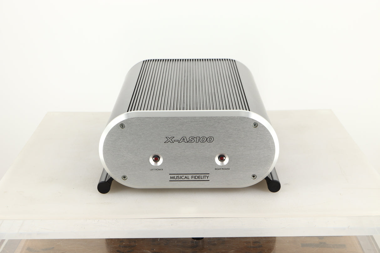 Front view of a used Musical Fidelity X-AS100 Power Amplifier