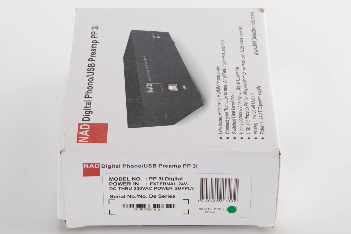 Box for a used NAD PP3i Phono / USB Pre Amplifier in a Black finish