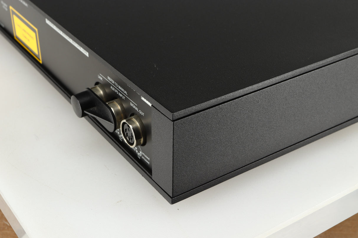 Rear left corner of a used Naim CD5 CD Player in a black finish