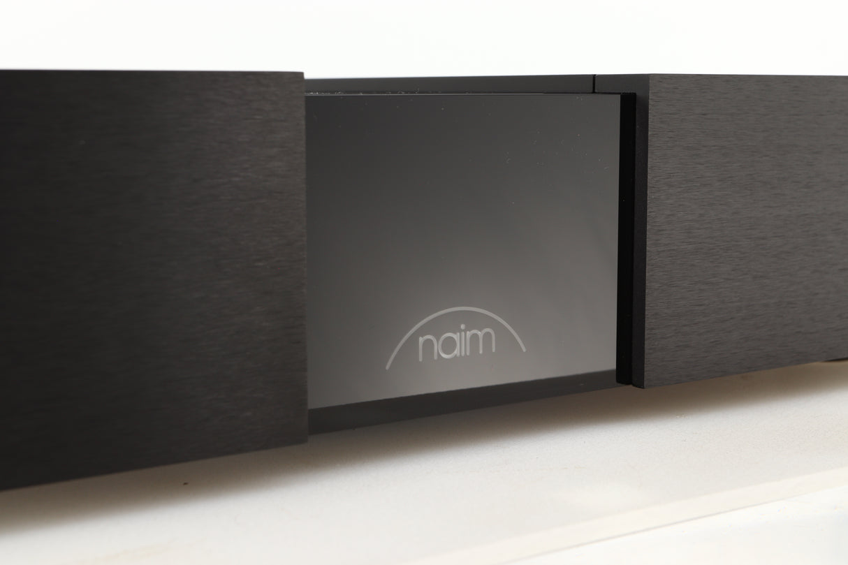 Close up view of a used Naim Classic NAP250 Power Amplifier showing the front display
