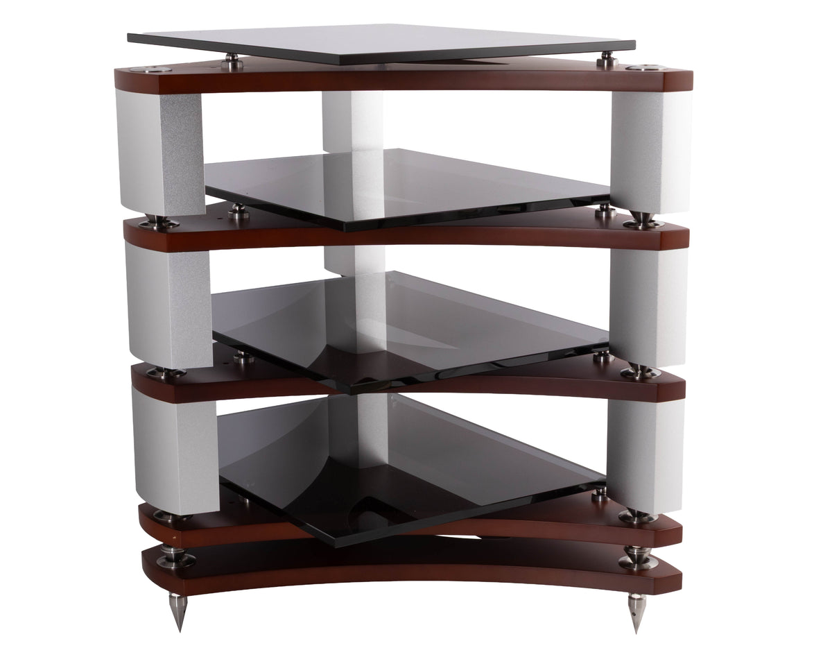 Rear left angle of a used Naim Fraim Base / 3 Levels in a Tinted Cherry finish