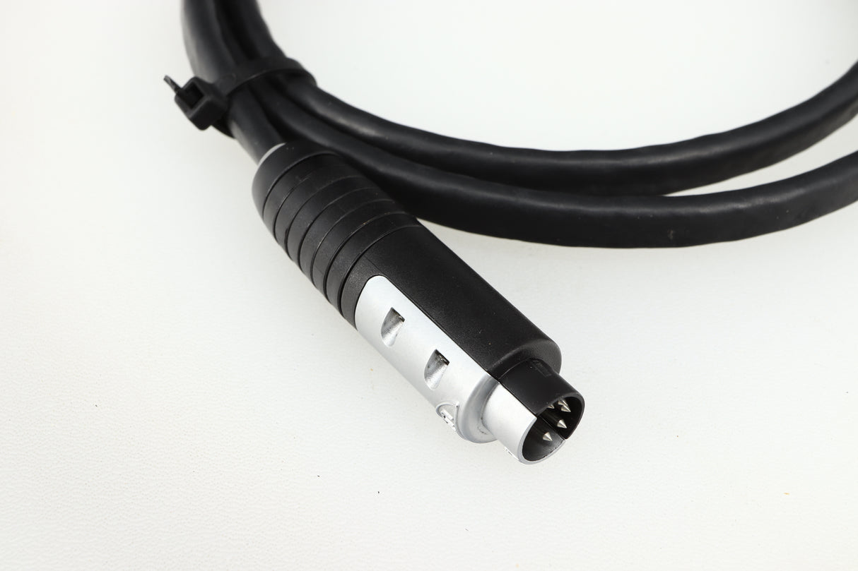 Close up of a used Naim Hi-Line DIN-DIN 1.2m Interconnect Cable showing the connector