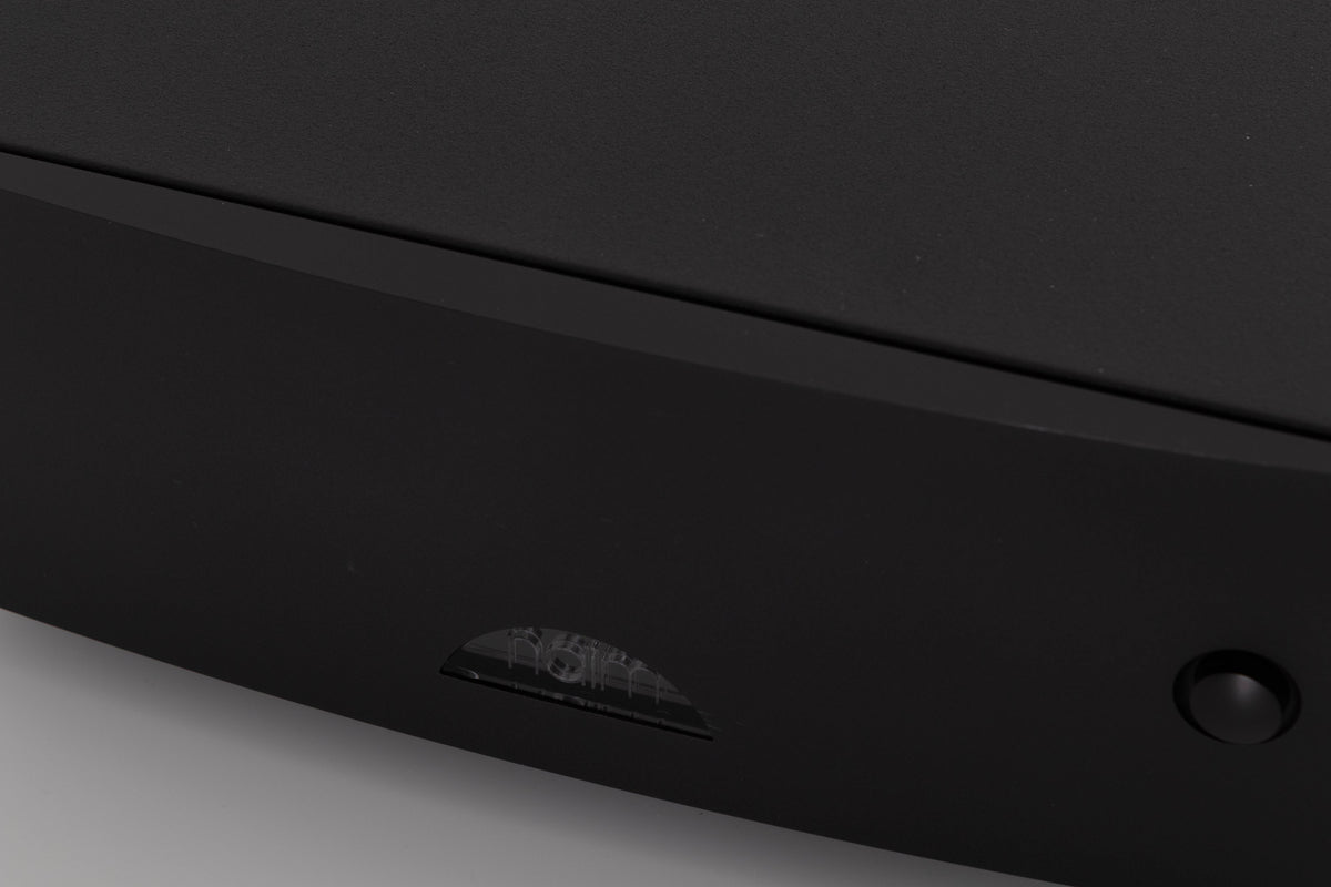Close up of a used Naim Hicap DR Power Supply in a Black finish showing fascia