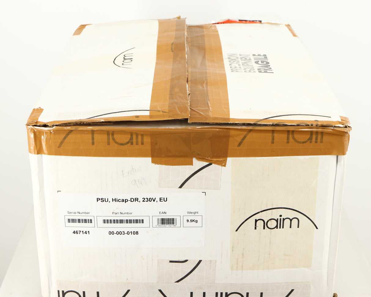 Box for a used Naim Hicap DR Power Supply in a black finish