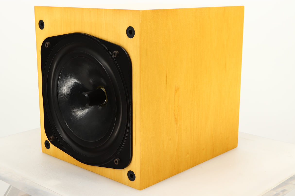 Front right corner view of a used Naim Intro Head Unit with Driver in Maple finish