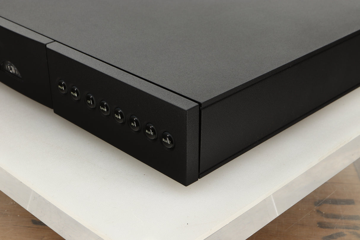 Front right corner view of a used Naim NAC122X Pre Amplifier