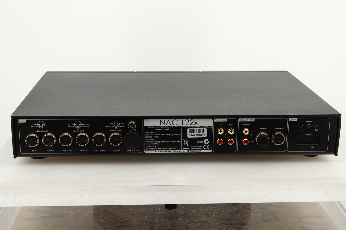 Rear view of a used Naim NAC122X Pre Amplifier