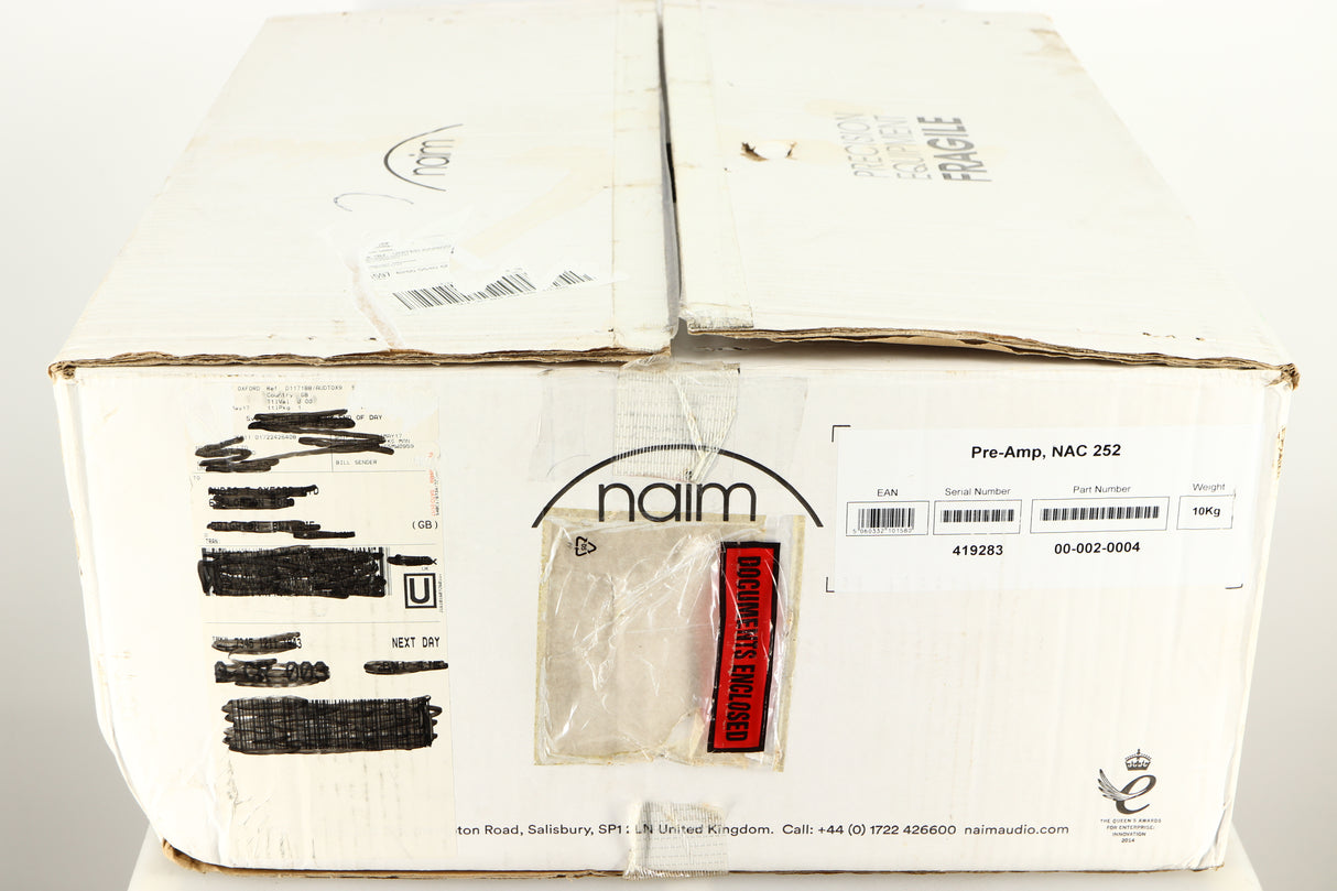 Box for a used Naim NAC252 Pre Amplifier in a black finish