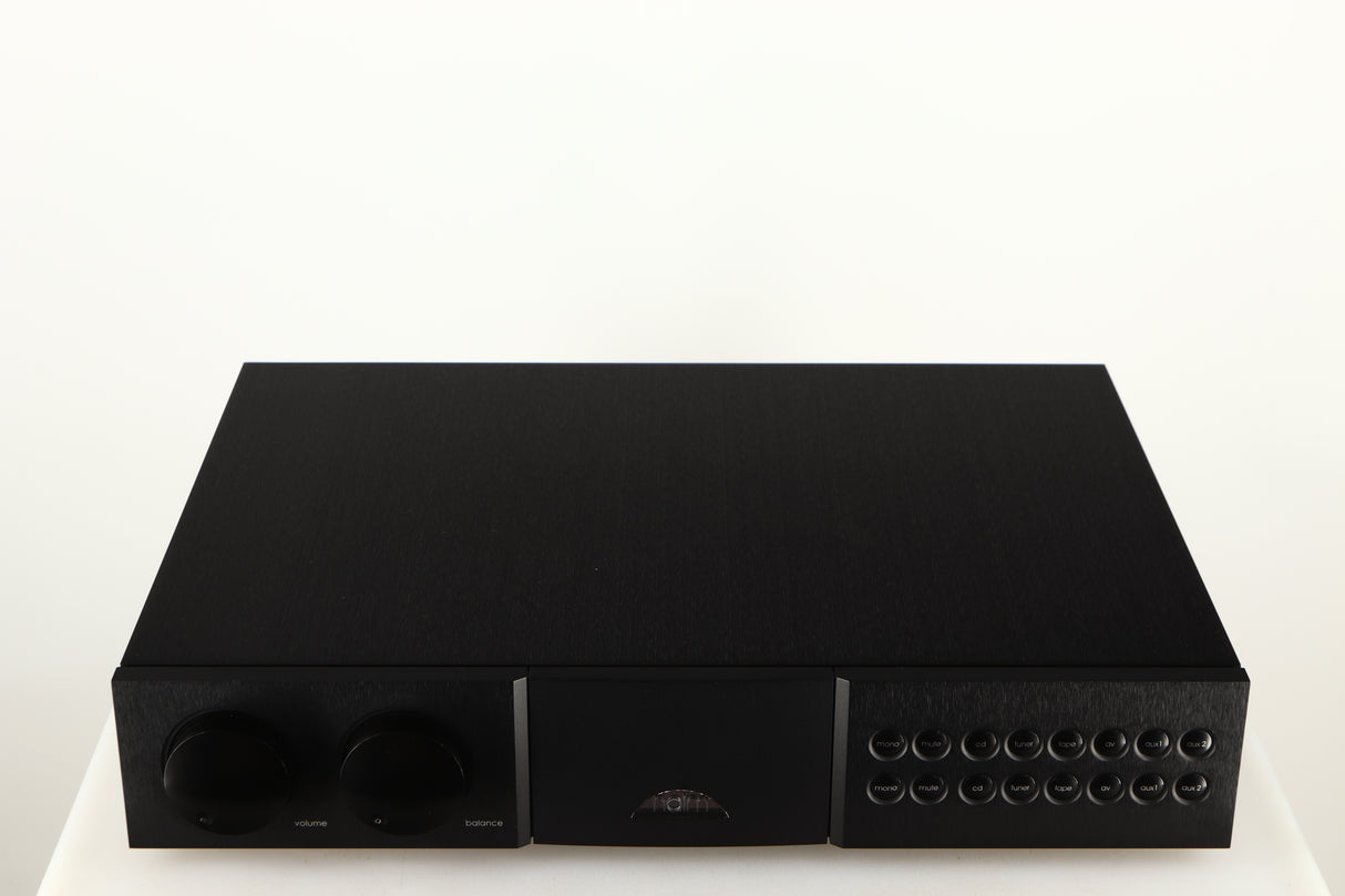 Top of a used Naim NAC552 Pre Amplifier in a black finish