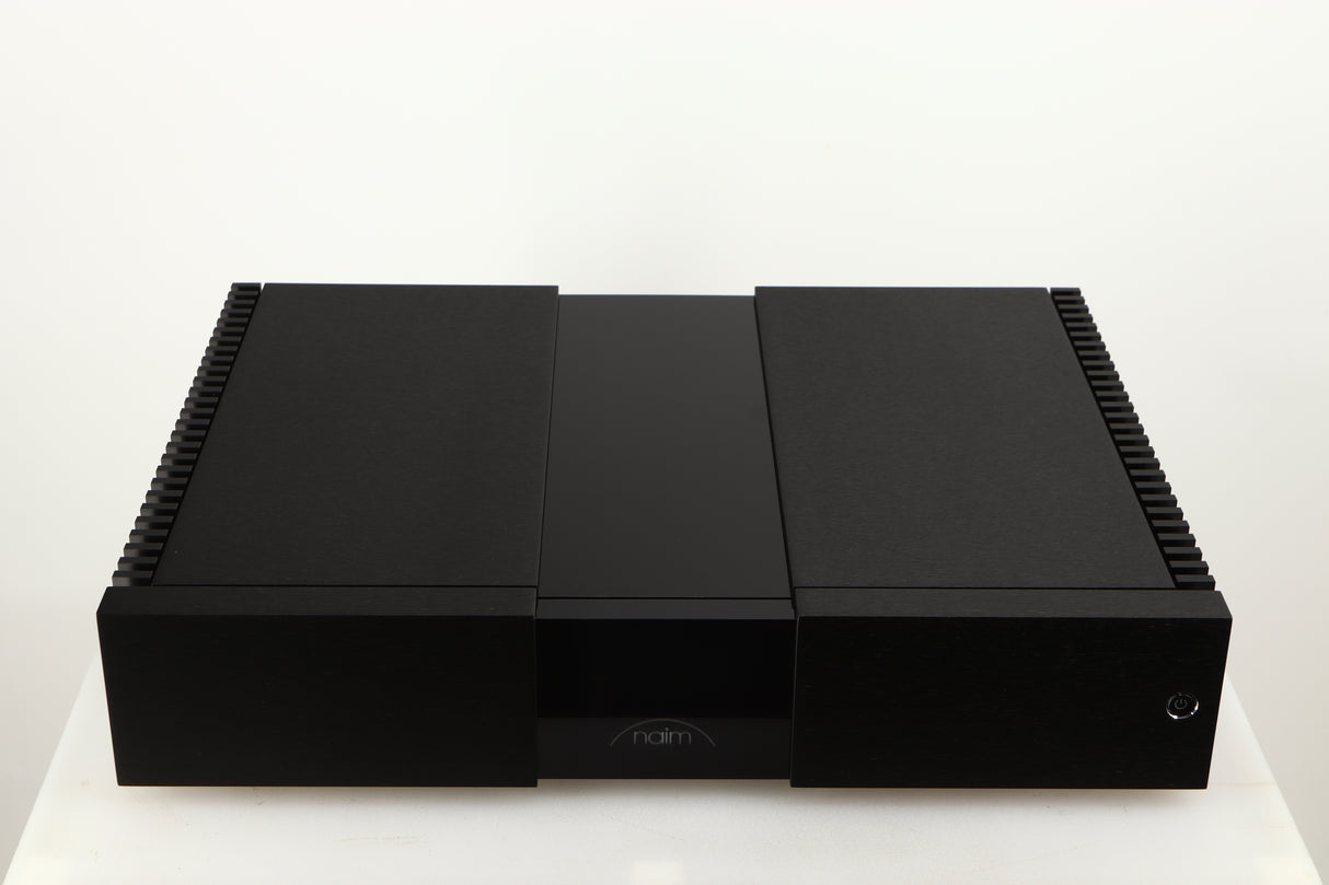Top of a used Naim NAP 250 Power Amplifier in a black finish