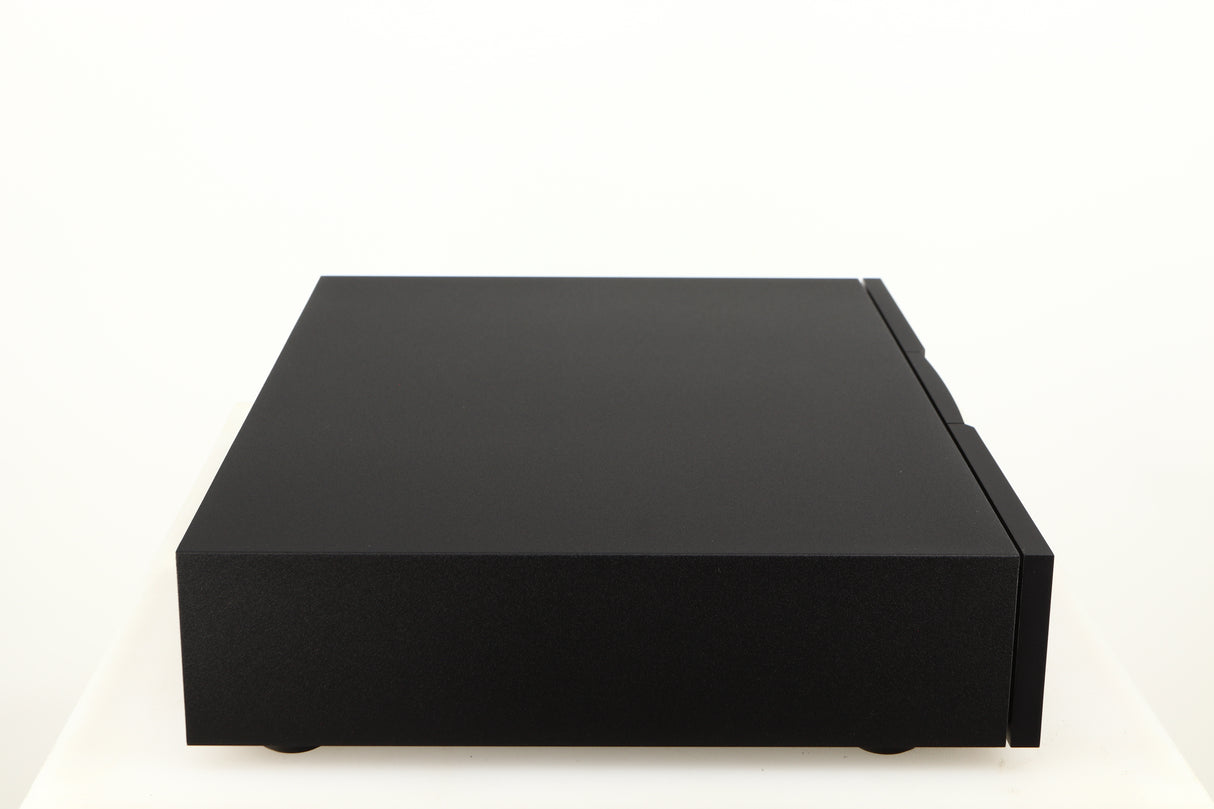 Left side view of a used Naim NAP250 DR Power Amplifier in a black finish