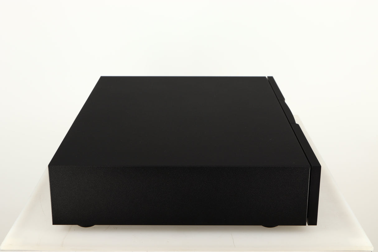 Left side view of a used Naim NAP250 DR Power Amplifier in a black finish