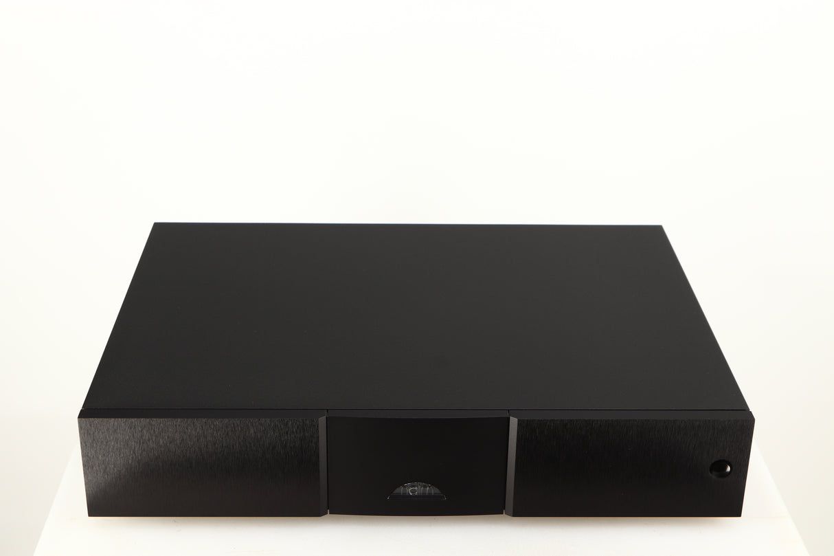 Top of a used Naim NAP250 DR Power Amplifier in a black finish