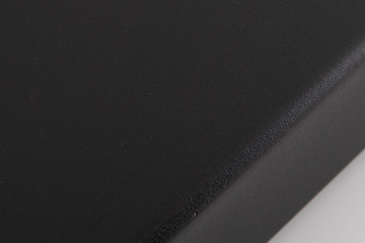 Close up of a used Naim NAP90 Power Amplifier in a Black finish showing scratches on top