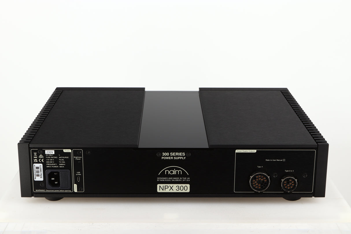 Rear view of a used Naim NPX300 Power Supply in a black finish
