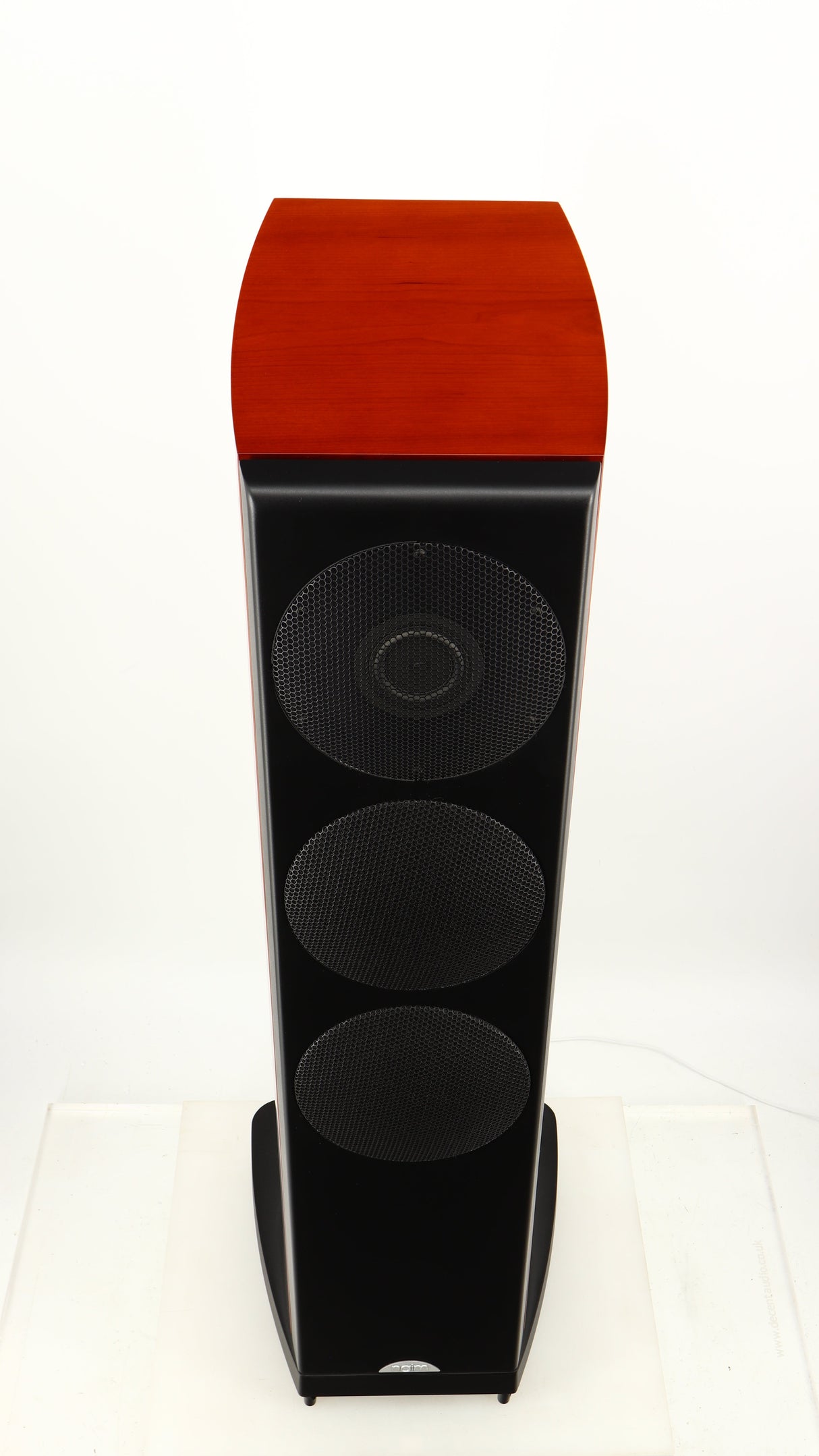 Top of a used Naim S-400 Ovator Floorstanding Speaker in a cherry finish